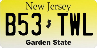 NJ license plate B53TWL
