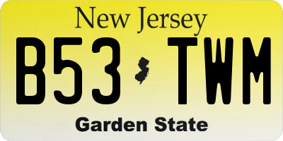 NJ license plate B53TWM