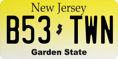 NJ license plate B53TWN
