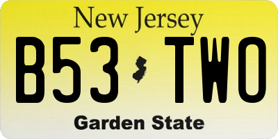 NJ license plate B53TWO