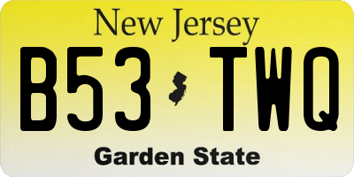 NJ license plate B53TWQ