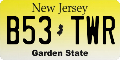 NJ license plate B53TWR