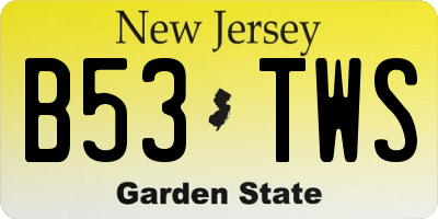 NJ license plate B53TWS