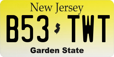 NJ license plate B53TWT