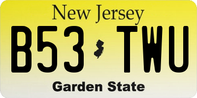NJ license plate B53TWU