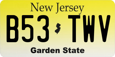 NJ license plate B53TWV