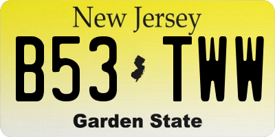 NJ license plate B53TWW