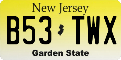 NJ license plate B53TWX