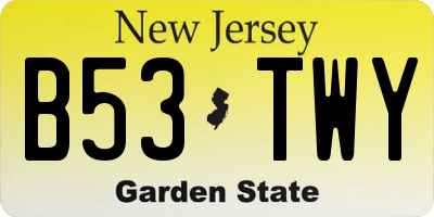 NJ license plate B53TWY