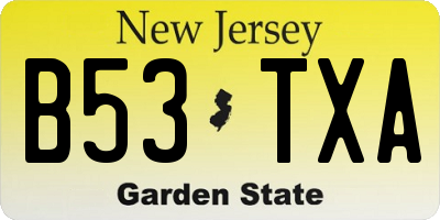 NJ license plate B53TXA