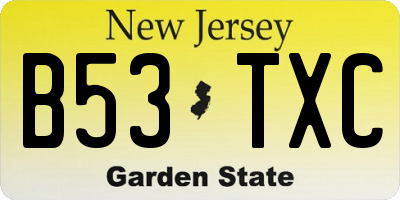 NJ license plate B53TXC