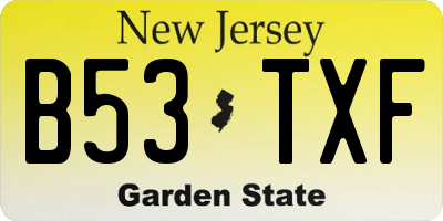 NJ license plate B53TXF