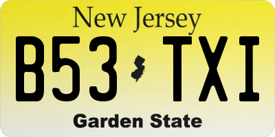 NJ license plate B53TXI