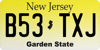NJ license plate B53TXJ