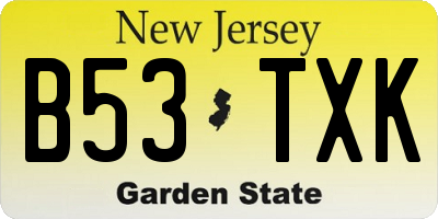 NJ license plate B53TXK