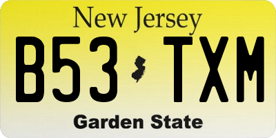 NJ license plate B53TXM