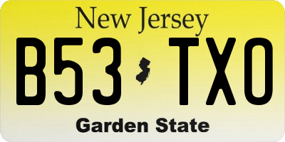 NJ license plate B53TXO