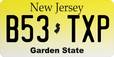 NJ license plate B53TXP