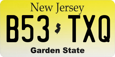 NJ license plate B53TXQ