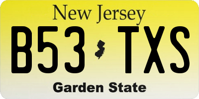 NJ license plate B53TXS