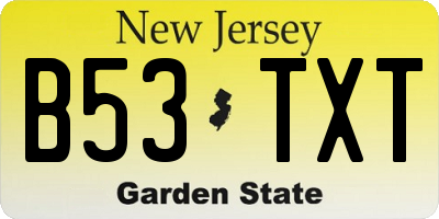 NJ license plate B53TXT