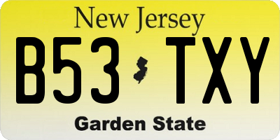 NJ license plate B53TXY
