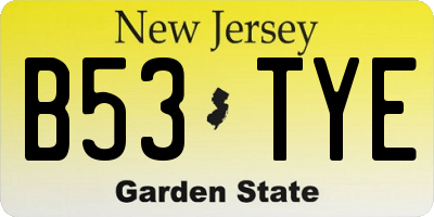NJ license plate B53TYE