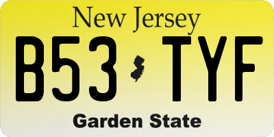 NJ license plate B53TYF