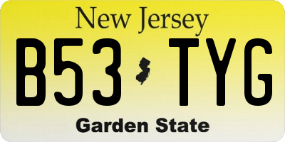 NJ license plate B53TYG