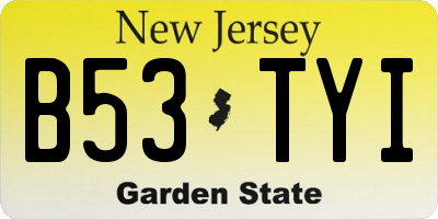 NJ license plate B53TYI