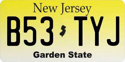 NJ license plate B53TYJ