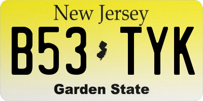 NJ license plate B53TYK