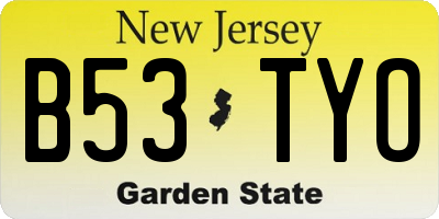 NJ license plate B53TYO