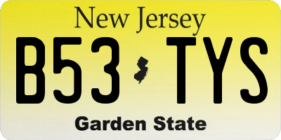 NJ license plate B53TYS