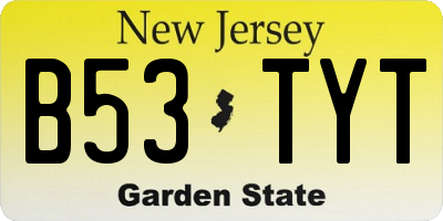 NJ license plate B53TYT