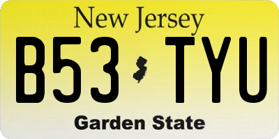 NJ license plate B53TYU