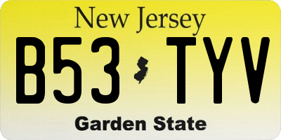 NJ license plate B53TYV