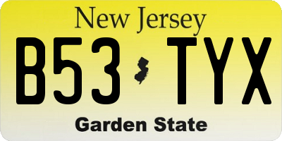 NJ license plate B53TYX