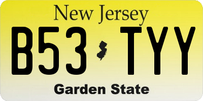 NJ license plate B53TYY