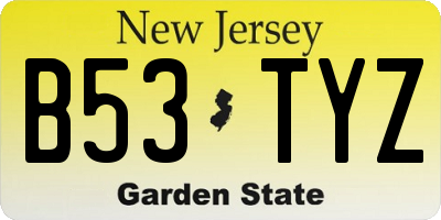 NJ license plate B53TYZ
