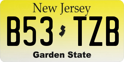 NJ license plate B53TZB