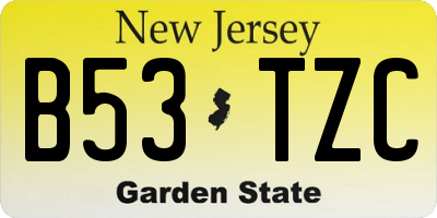 NJ license plate B53TZC