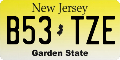 NJ license plate B53TZE
