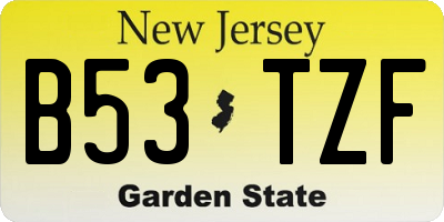NJ license plate B53TZF