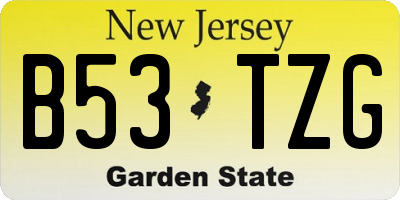 NJ license plate B53TZG