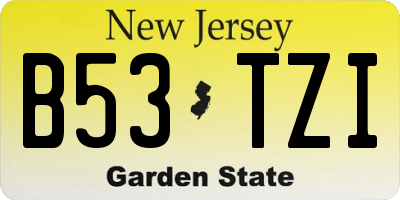 NJ license plate B53TZI