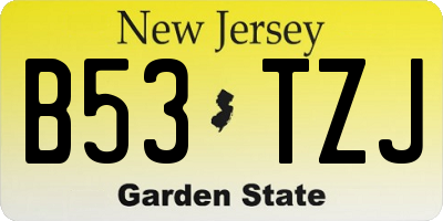 NJ license plate B53TZJ