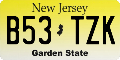 NJ license plate B53TZK