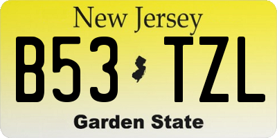 NJ license plate B53TZL