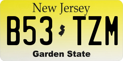 NJ license plate B53TZM